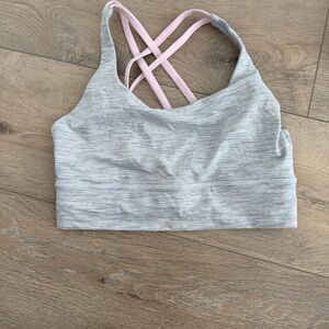 Lululemon Athletica Heather Gray and Pink Cross-Back Bra